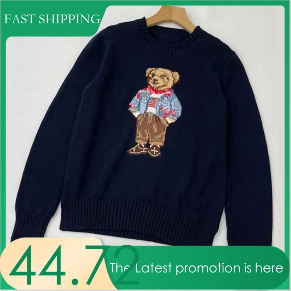 Femmes S Cartoon Rl Bear Femmes Hiver Hommes Vêtements Mode Long Seve Tricoté Pull Pull Nouveau Manteau De Laine