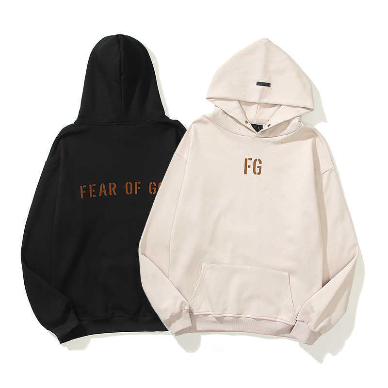 

ESS Hoodies FEARs OF GOD Double Track 7th Season 7 FG Rich Flocking Letter High Street Loose Mens Hooded and Velvet Sweater Womens hoody, Shipping fee