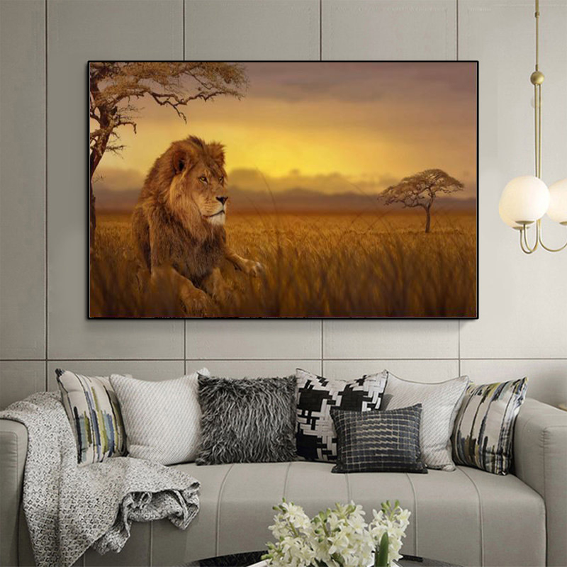 

Moderne Wilde Leeuw Zonsondergang Canvas Schilderij Dier Posters En Prints Foto Wall Art Pictures Voor Woonkamer Cuadros Home Decor