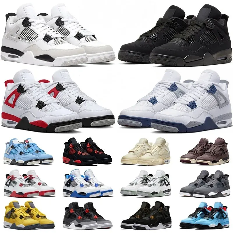 

4s Seafoam Basketball Shoes Retro Men Women Jumpman 4 Lightning Military Black Cat Sail Red Thunder White Oreo Photon Dust University Blue Cool Grey Mens Sneakers, 49