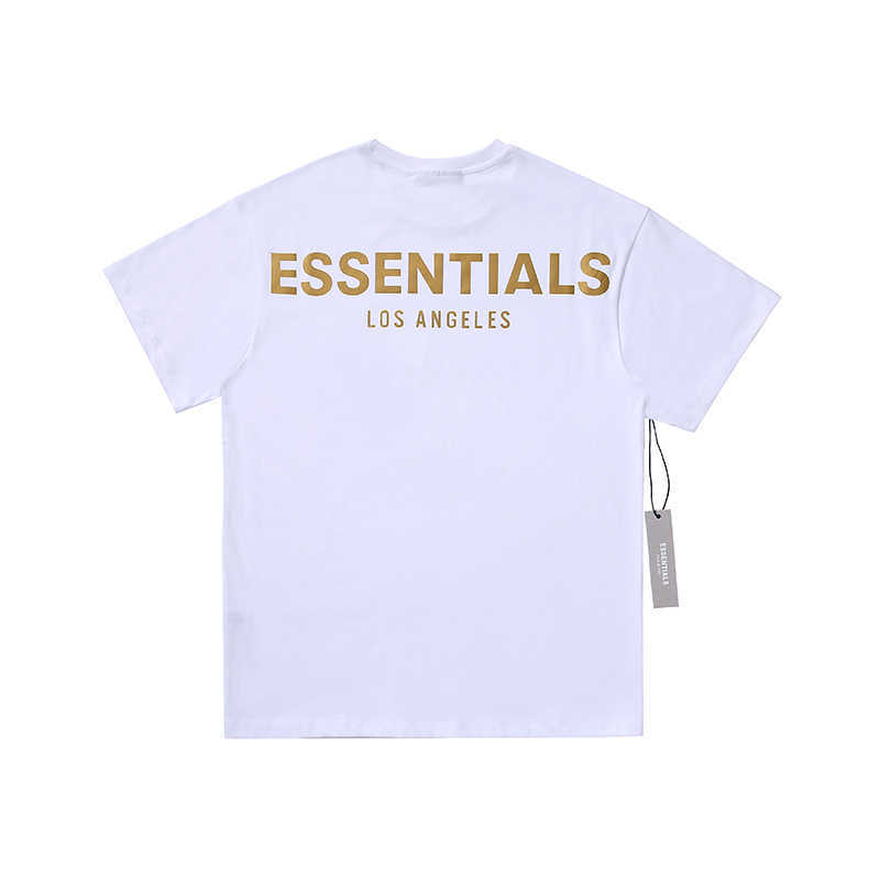 

ESS Tees T-Shirts fashion clothing FOG FEARs OF GOD ESSEN Exclusive Gold Loose Relaxed Couple Short Sleeve T-shirt Trend mens womens, White