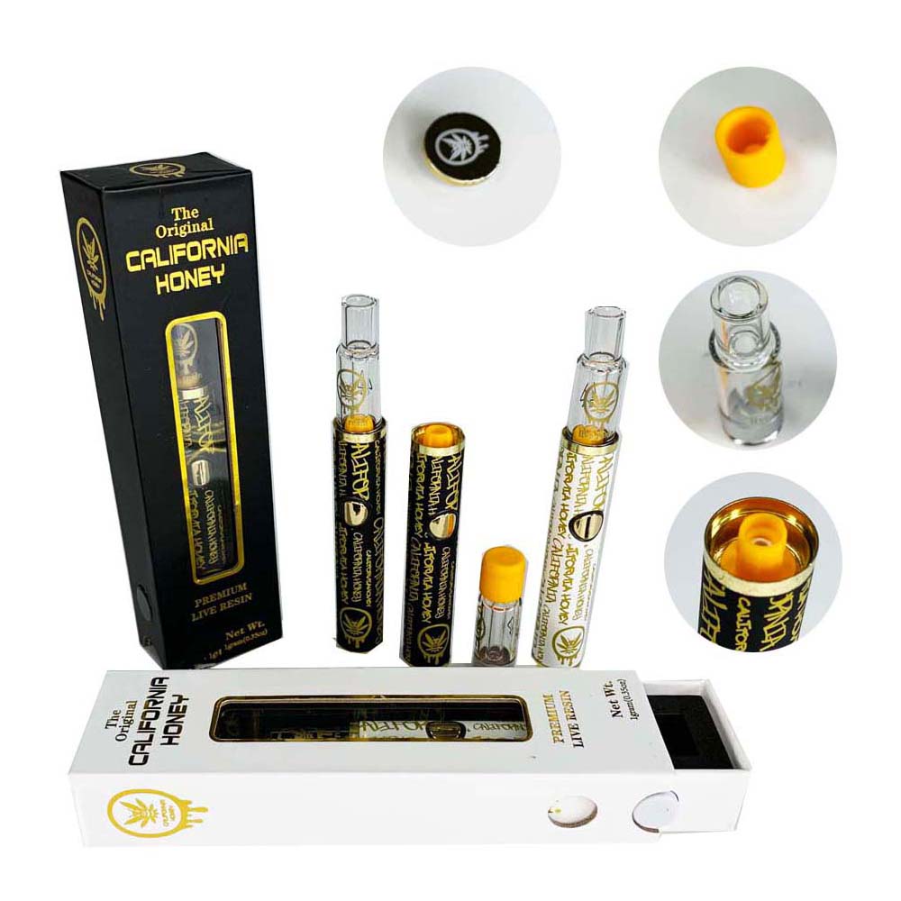 

Full Glass California Honey Disposable Vape Pens E-cigarettes kit 360mAh Rechargeable Battery empty 1.0 grams cartridges ceramic coil 1ml pods with packaging