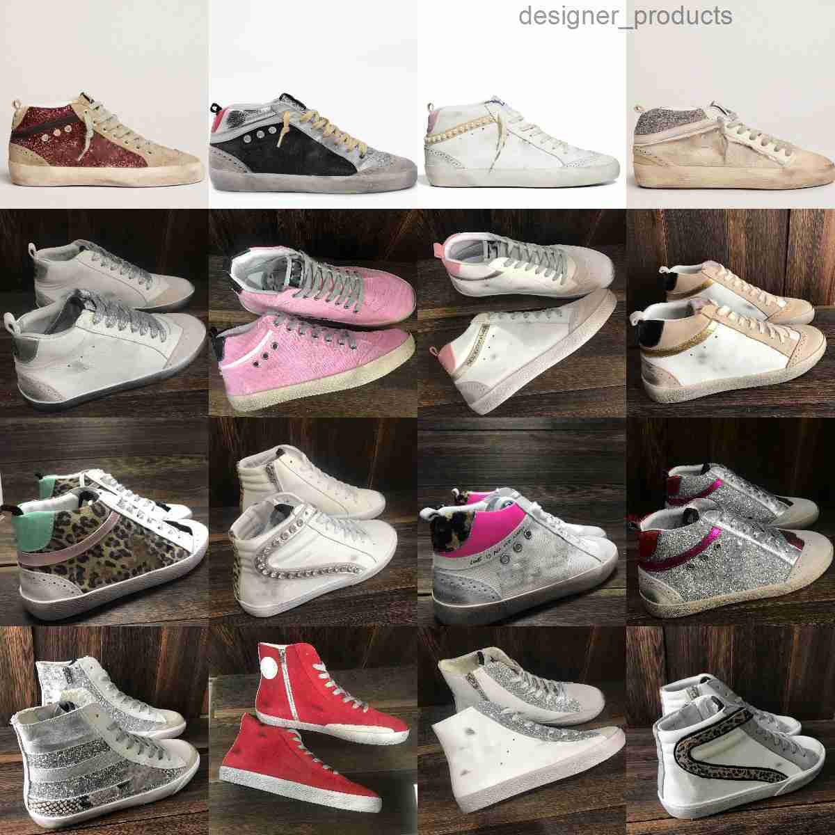 

Deluxe Brand Mid star sneaker High top Shoes Casual boots Classic Glitter Designer women men fashion White Doold Dirty Leather designer shoe S goldenitys gooseitys W, Star34