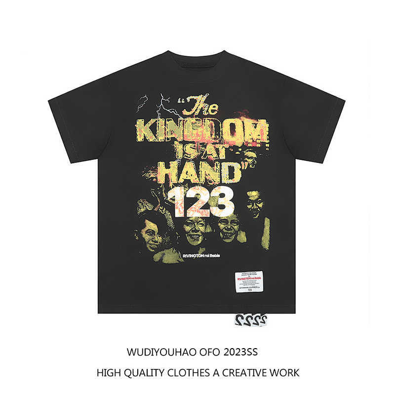 

ESS Tees T-Shirts Luxury Designer fashion clothing FEARs OF GOD FOG Co branded RRR123 American Fashion King's Advent Print Loose T-shirt Summer, Black