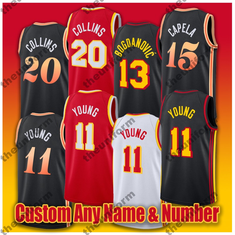 

Custom Men Youth Basketball Atlanta 12 Hunter 13 Bogdanovic 5 Murray 20 Collins 11 Young Basketball Jerseys, Men 1