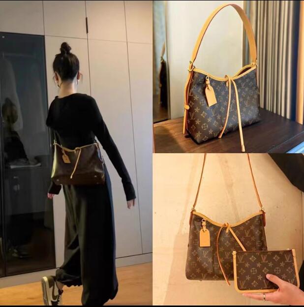 

Women tote bag classic shoulder bag crossbody package Vintage leather handbags designer bag wallet purse Fashion messenger packages wallet purse, Brown