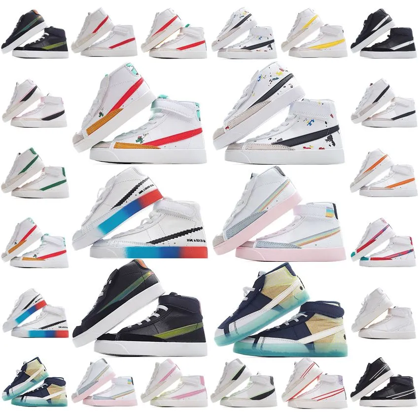 

Childrens Kids Blazer Mid Trainer Skate Shoes Youth Boys Girls Trainers Designer Running Shoe Platform Sneakers Child Vintage Blazers Multi, View item description for see big pics