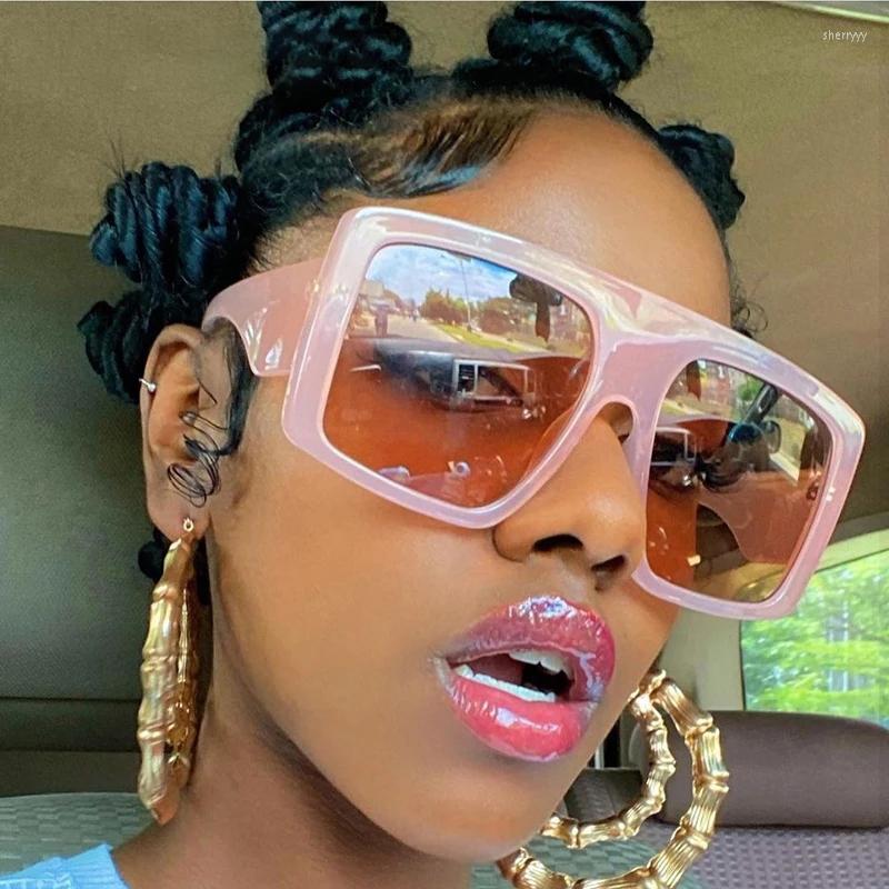 

Sunglasses One Piece Oversized Square Women Black Pink Surface Shield Sun Glasses Eyewear For Female Jelly Color Shades UV400