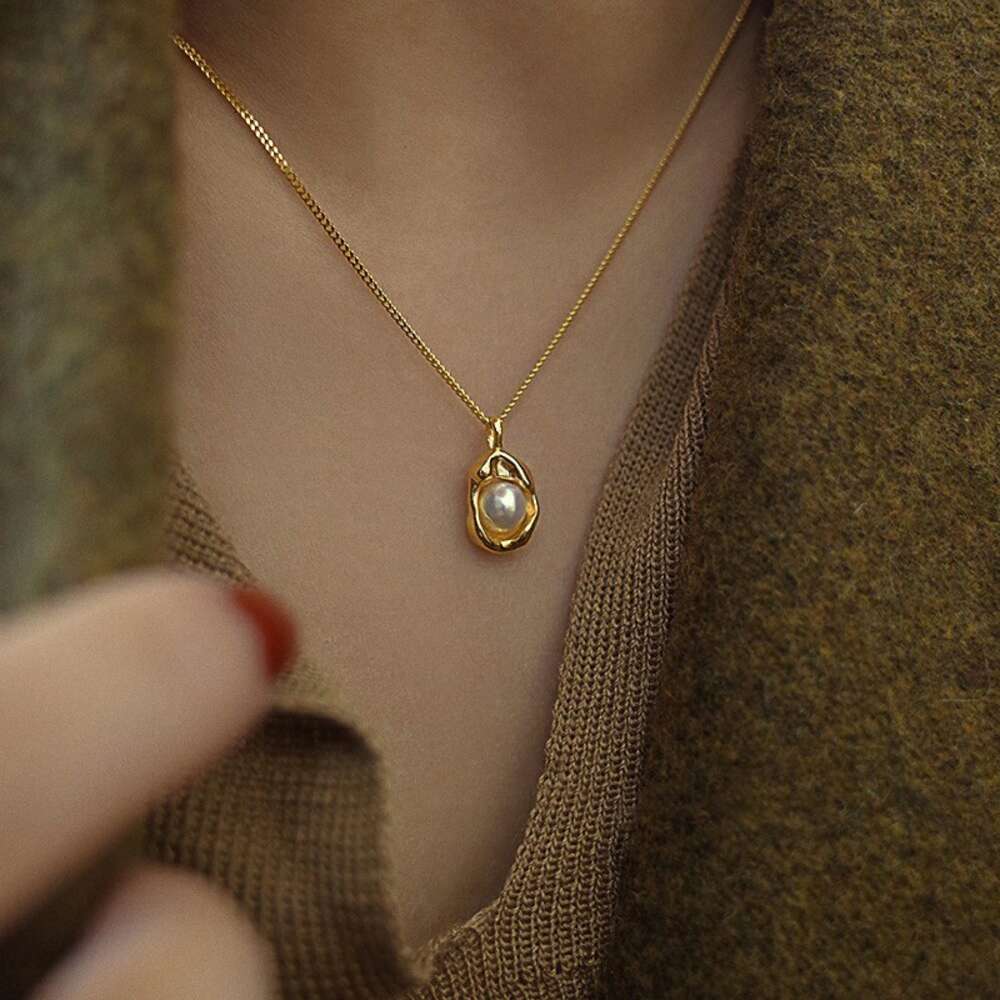 Cacahuètes françaises, perles, collier en acier titane, pendentif pois pour femmes, Design de Niche, chaîne de clavicule, célébrité d'internet, à la mode nouveau