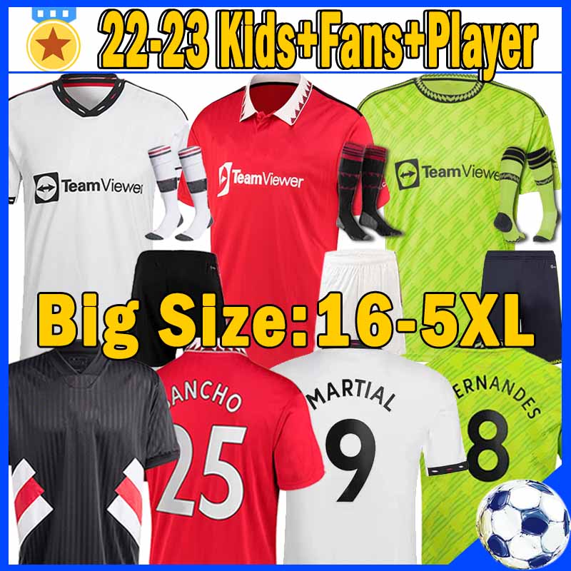 

4XL 5XL 22/23 SANCHO soccer jerseys remake retro Fans Player version MAN BRUNO CASEMIRO FERNANDES LINGARD POGBA RASHFORD 2023 2024 MAGUIRE JAMES football shirt tops, 22-23 third patch