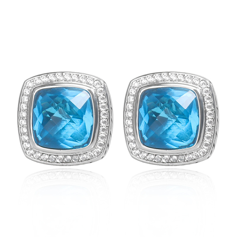 DY Trendy Earrings ear stud for Women classics sparkle multicolour Inlaid square Cystal Zircon high-quality Jewelry Engagement Gifts Designer jewelr