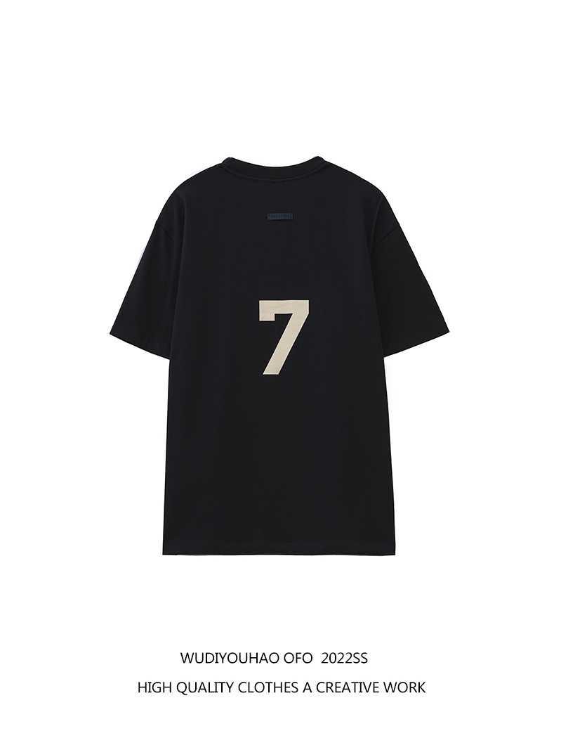 

ESS Tees T-Shirts Luxury Designer fashion clothing Fog FEARs OF GOD digital 7 flocking printing American casual loose short sleeve t-shirt Men's Women's trend, Blue
