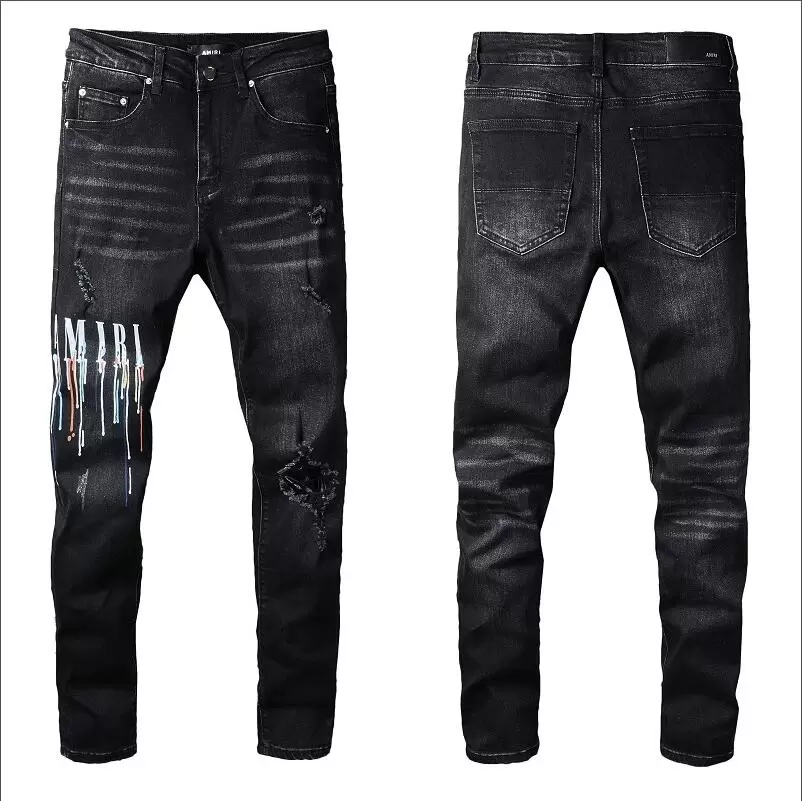 

Mens Designer Jeans Star High Elastics Distressed Ripped Slim Fit Motorcycle Biker Denim For Men s Fashion Black Pants#030 LMz