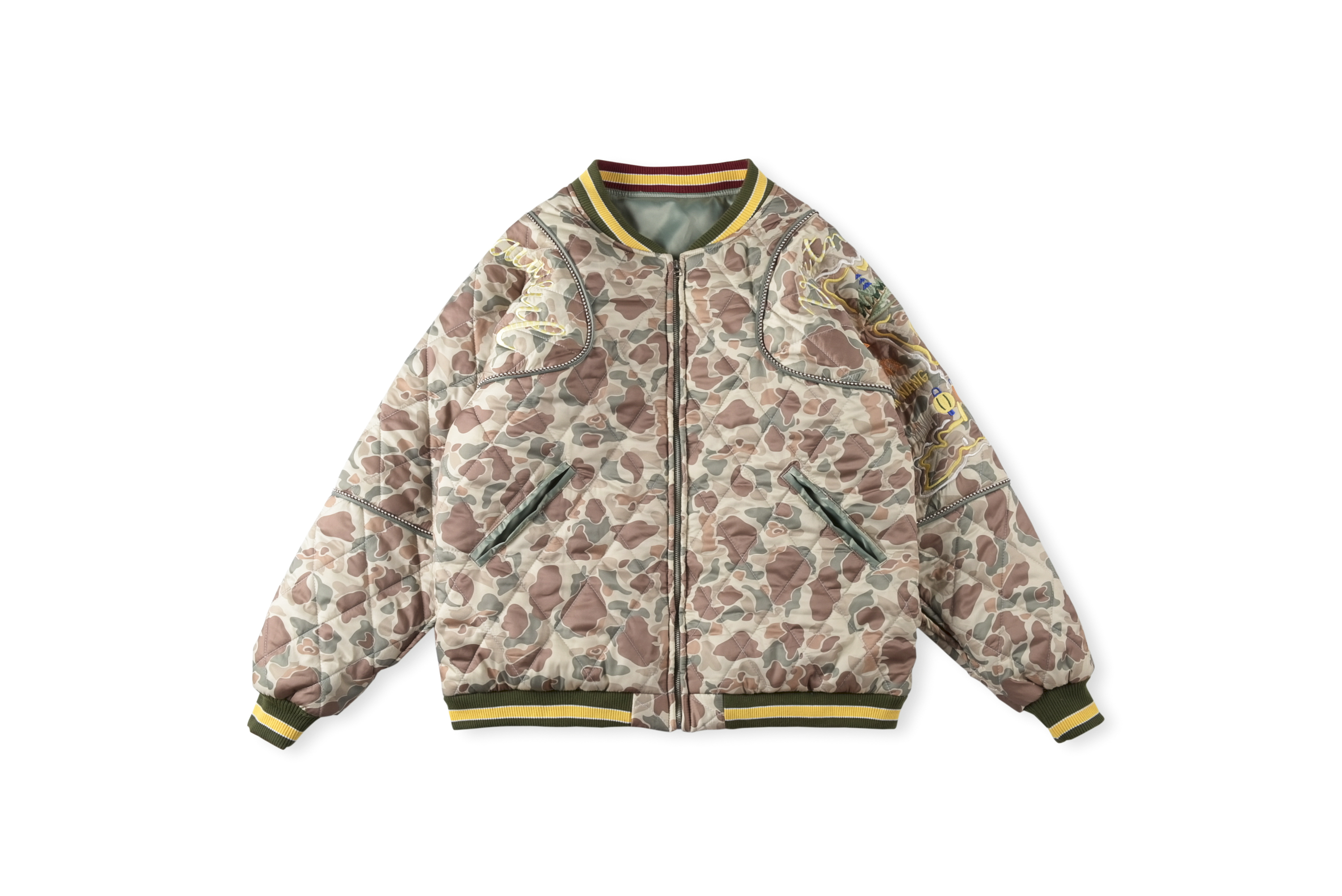 Kapital Kountry Rayonne Camo Veste Hirata et Macro Broderie Manteau Camouflage Hommes Vestes Vintage Veste Rembourrée Puffer Manteaux Femmes Oversize Streetwear Tenues