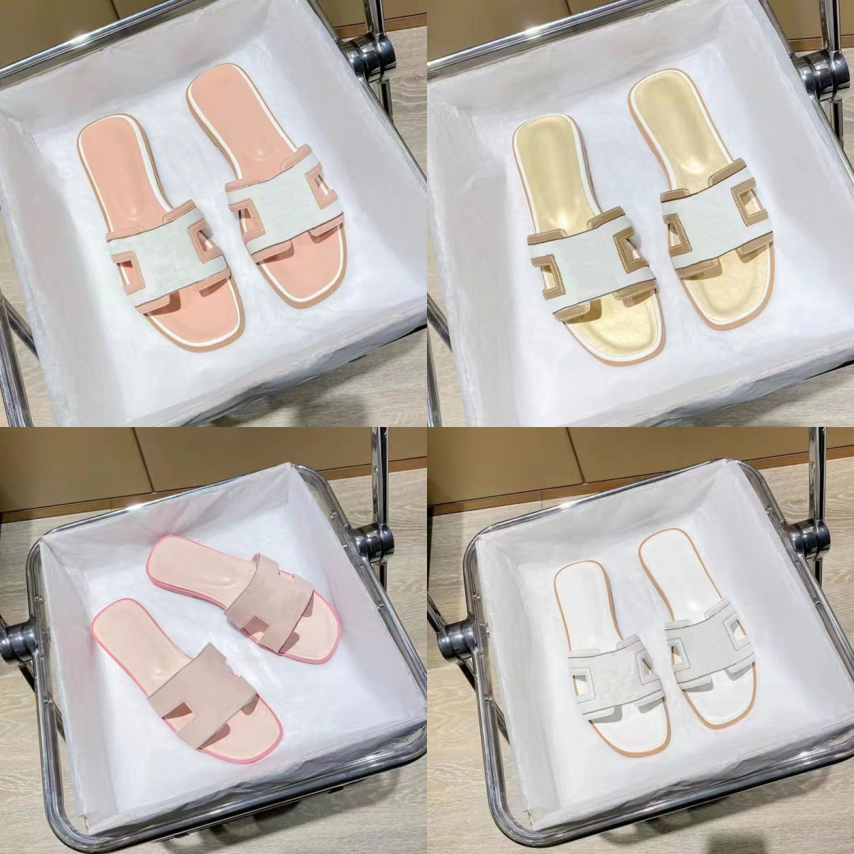 

2023 Sandals Luxury brand Women Slides Flat Flip Flops Slide Fashion Beach Sandal Slipper Shoes Designer Orange Crocodile Skin Summer Leather size, 6 high quality