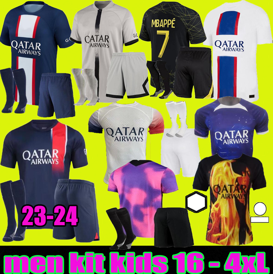 

22 23 MBAPPE pSgS soccer jerseys 23 24 DI MARIA WIJNALDUM SERGIO RAMOS HAKIMI Donnarumma Maillots de football kit VERRATTI Fabian Sanches shirt Men kids fans player