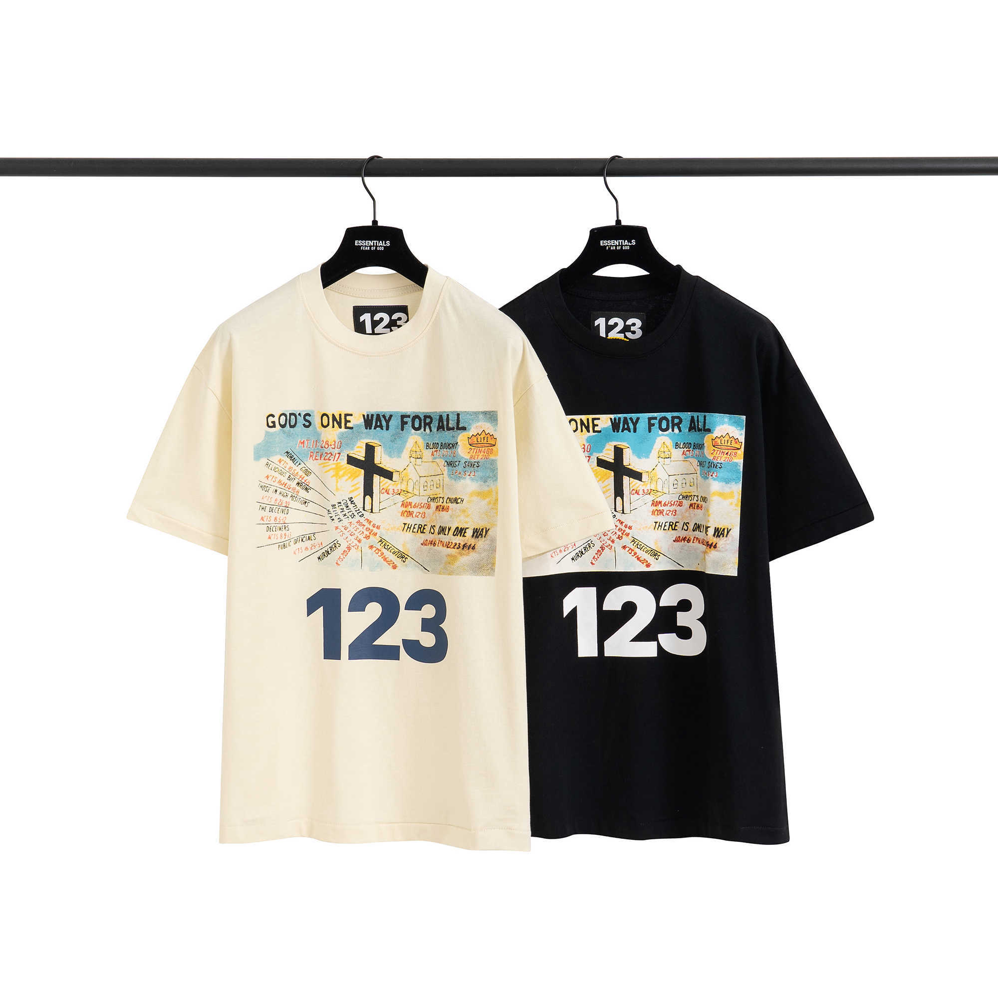 

ESS Tees T-Shirts fashion clothing Fog FEARs OF GOD rrr123 niche Luxury Designer brand American high street pure cotton loose mens Short Sleeve T-Shirt womens, Rrr123 church cross beige