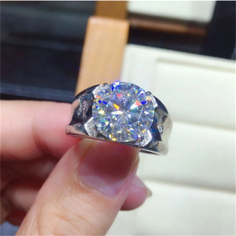 

Luxury Male 5ct Lab Diamond Ring 925 sterling silver Engagement Wedding band Rings for Men Moissanite Party Jewelry Gift