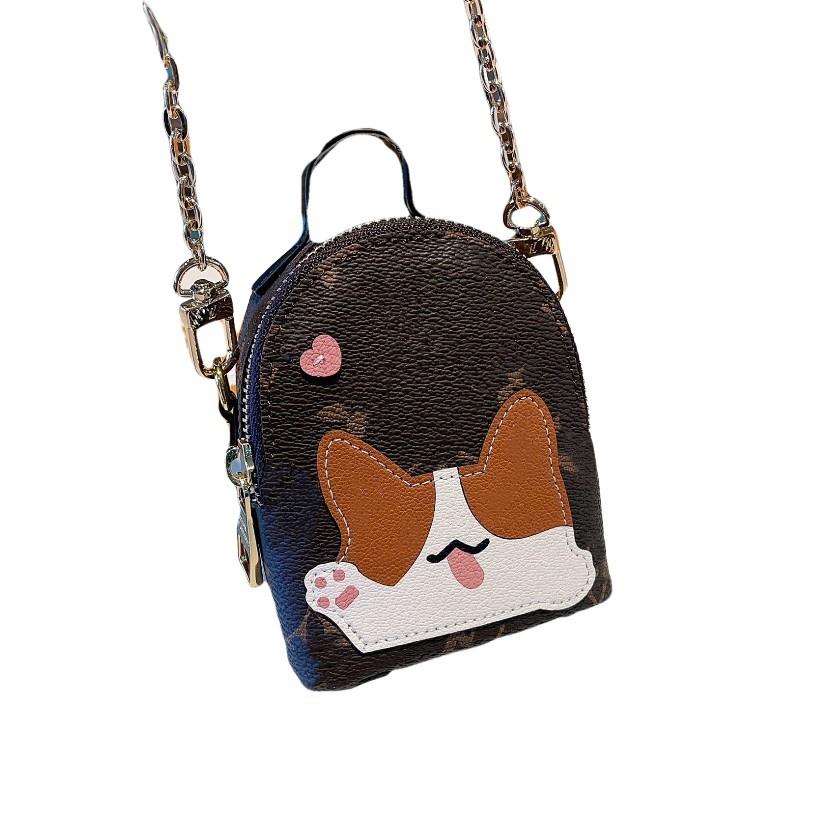

Earphone Protective Case Keychain Pendant Women'S Leather Bag Cartoon Pendant Earphone Storage Pocket Red Storage Bag
