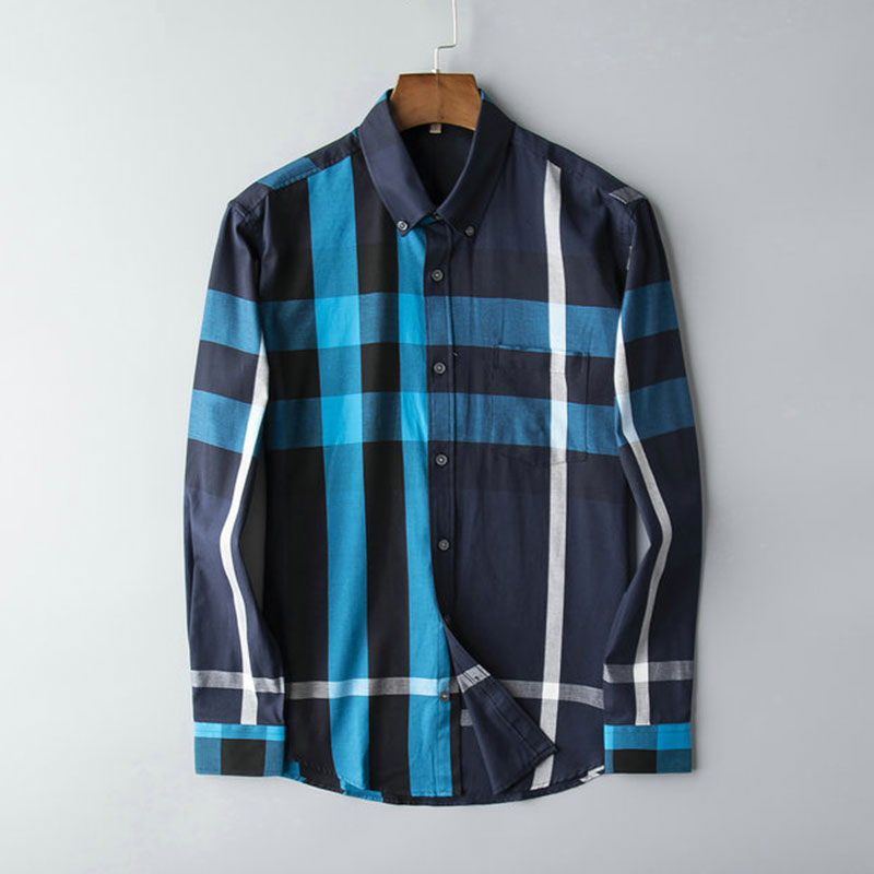 

Mens Casual Shirt burbrery Designer Polos Collar Long Sleeve Single breasted High Street Men High Quality Cotton Plaid Fashion Classic Bur Casual Shirt