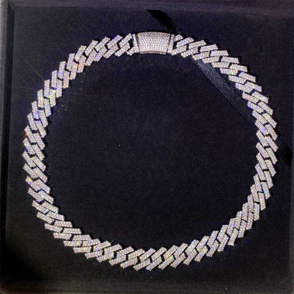 

Iced Out 14mm 925 Sterling Silver 2 Row Vvs Diamond Moissanite Cuban Chain