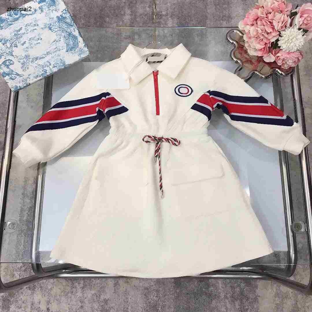 Luxury designer girl partydress Logo jacquard child dress Size 100-150 Embroidered logo baby skirt POLO collar Kids frock Nov15-image-921428649