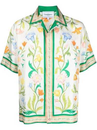 

23ss Casablanca Floral Print Shirt Loose Men and Women Fashion Short Sleeve Shirts Designer Casablanc Polos, Light green