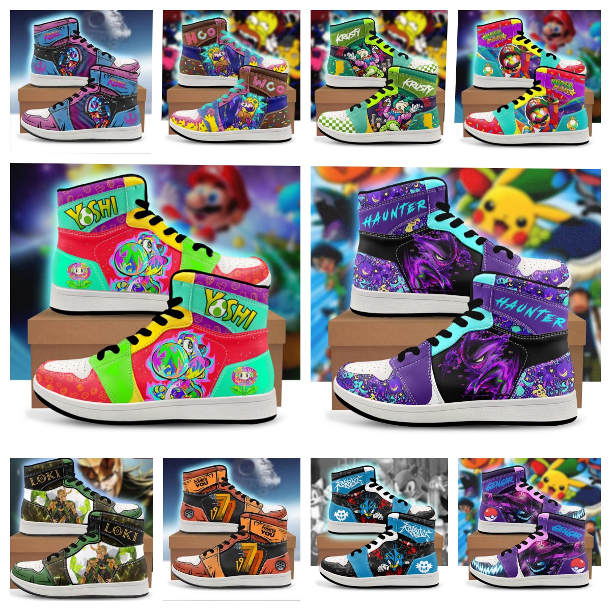 

DIY Customized Casual shoes Lace Up Anime Cartoon Printing High Top Sneakers 3D Print Custom Logo All Print Design Men Women Basketball Shoes Free Design, F6zseskt0290z92b