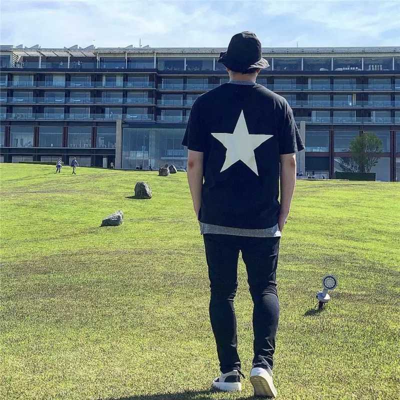 

ESS Tees T-Shirts Luxury Designer fashion clothing Fog FEARs OF GOD ESSEN five pointed star brand high street loose short sleeve t-shirt men, Black