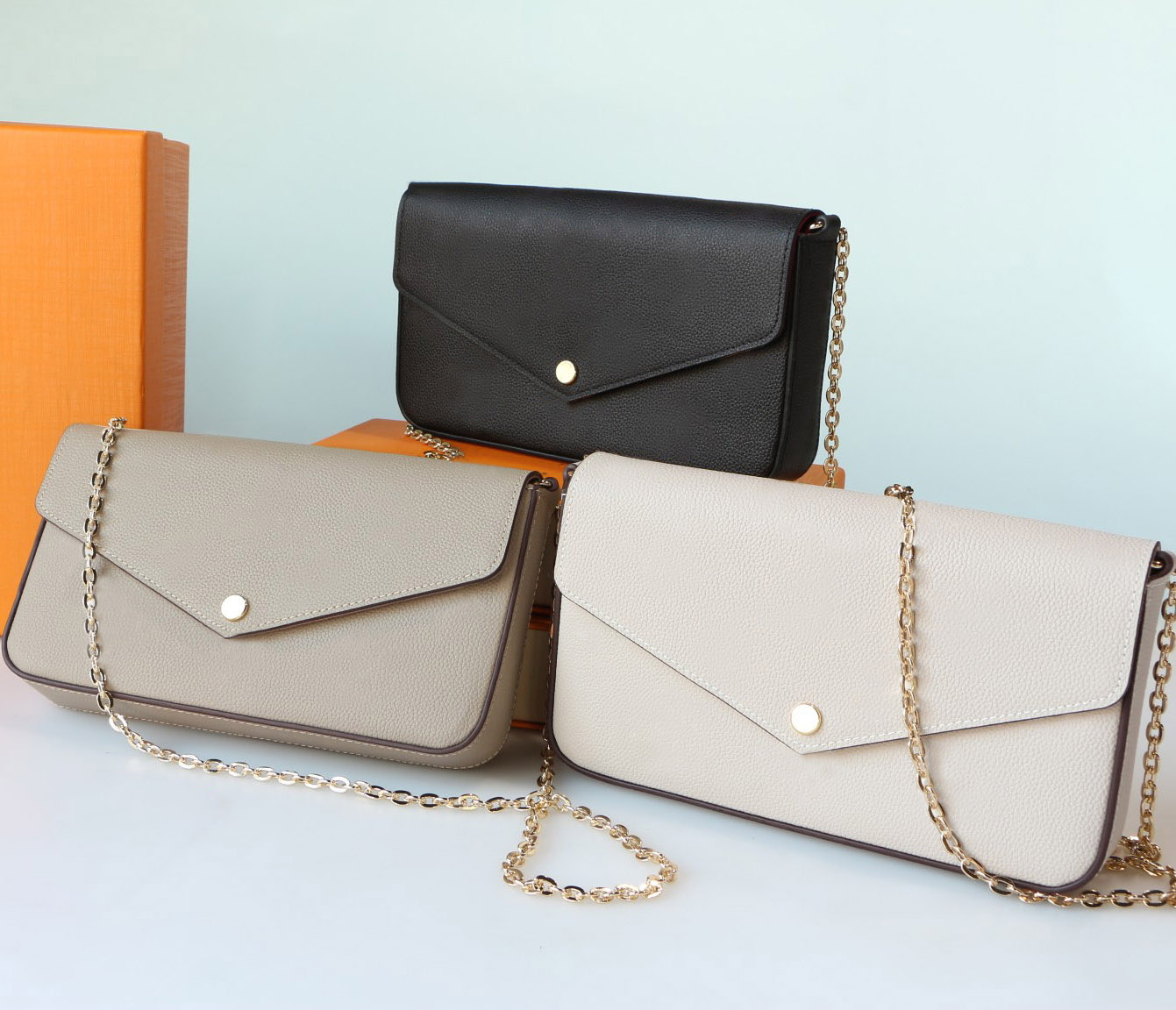 

Fashion designer women shoulder bags luxury Pochette Felicie handbags leather monograms chain crossbody original ladies Empreinte purses whit box Top-quality, 69977#monogrames