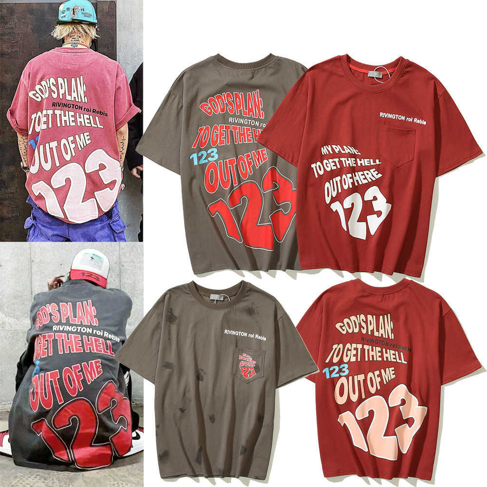 

ESS Tees T-Shirts fashion clothing RRR limited hell out retro printed pocket loose fitting Mens Womens short sleeved T-shirt non FOG half sleeved, Retro grey