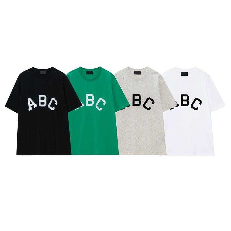 

ESS Tees T-Shirts Luxury Designer fashion clothing FEARs OF GOD FOG Season 7 Flocking ABC Letter Fashion Brand Men's Women's Summer Short Sleeve Fashion T-shirt, Green