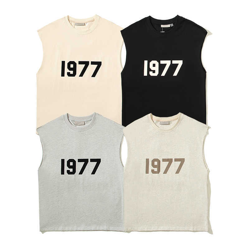 

ESS Tees T-Shirts fashion clothing FOG Double Thread ESSEN 1977 Luxury Designer Brand Summer Sports Sleeveless Tank Top T-shirt for Mens Womens Couples, Black