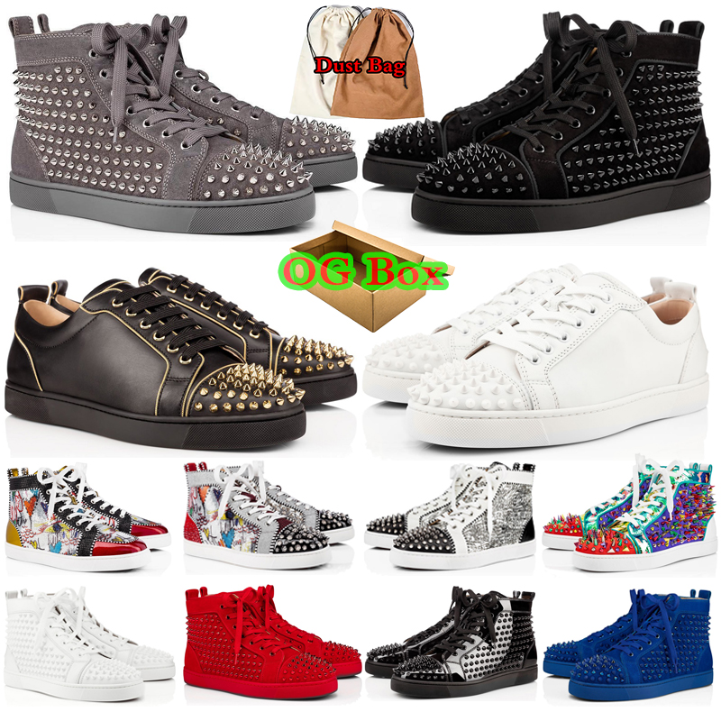 

2023 With box Designer men red Casual shoe low dress bottoms sneakers for mens women Fashion cut leather splike vintage Glitter Flat luxury Trainers big size 35-48, #7