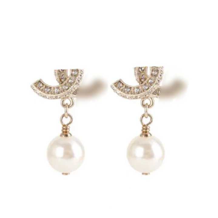 

Luxury brand diamond pearl drop dangle earring gold charm earrings letter barnd fashion designer for women party gift wedding chandelier earings