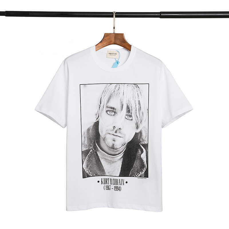 

ESS Tees T-Shirts Luxury Designer fashion clothing FOG FEARs OF GOD kurt cobain Rock Band Portrait Print Men's Women's Summer Short Sleeve, White
