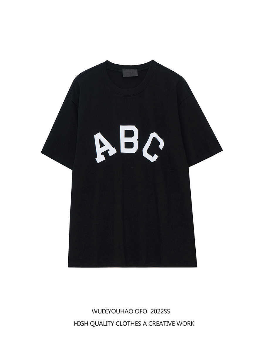

ESS Tees T-Shirts Luxury Designer fashion clothing FEARs OF GOD Season 7 fog high street American ABC flocking printing couple loose short sleeve T-shirt summer trend, Green