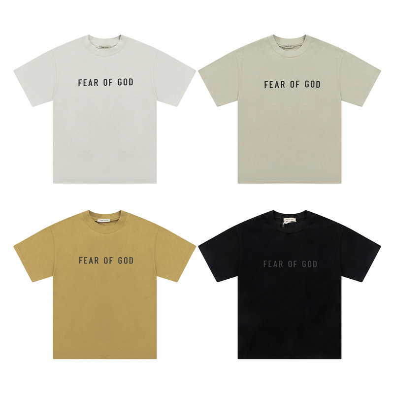 

ESS Tees T-Shirts Luxury Designer fashion clothing FEARs OF GOD Season 8 FOG High Street Loose Eternal Series Pressed Glue 3D Short Sleeve T-shirt for Mens Womens, Yellow