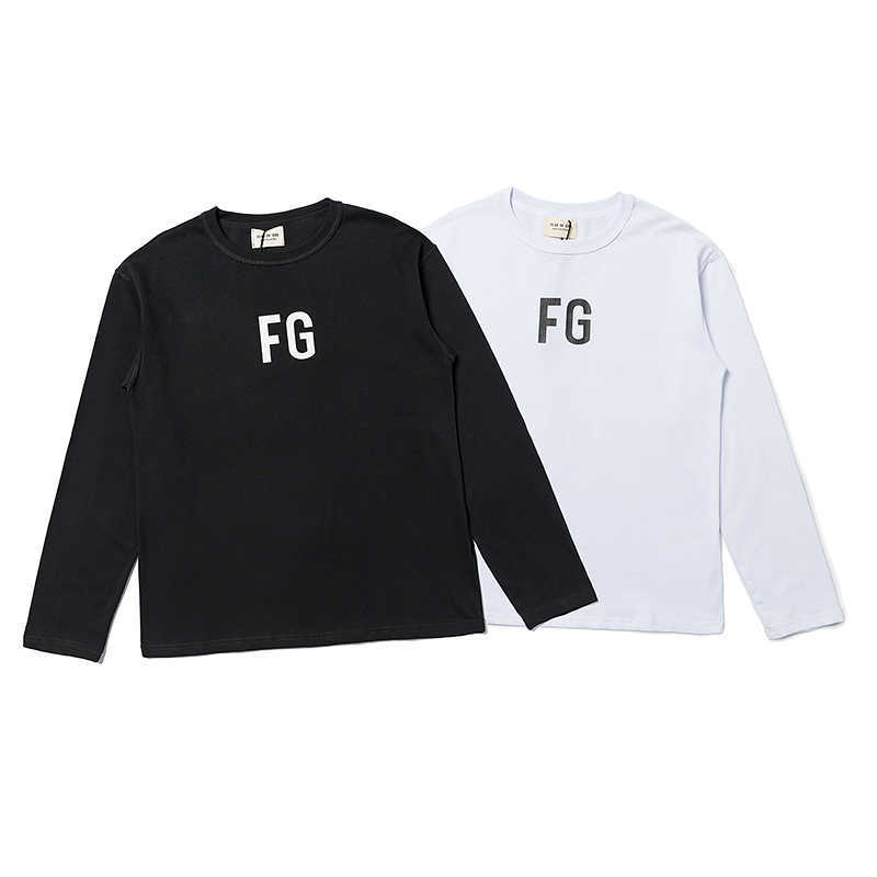 

ESS Tees T-Shirts Luxury Designer fashion clothing FOG FEARs OF GOD Season 6 FG Printed Letter Solid Fashion Men's Women's Loose Round Neck Long Sleeve Underlay, Black