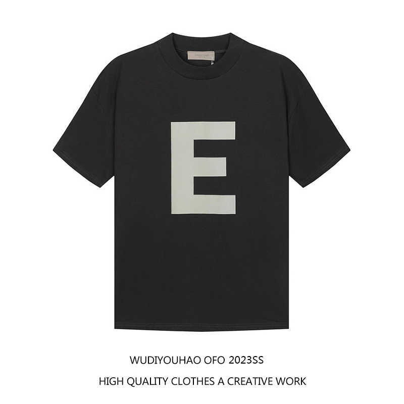 

ESS Tees T-Shirts Luxury Designer fashion clothing FEARs OF GOD FOG ESSEN Letter E Short Sleeve Men's American Loose T-shirt Couple Summer, Iron black
