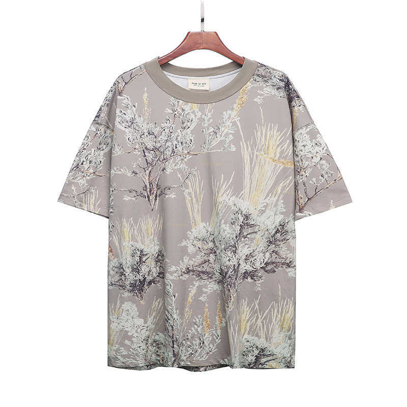 

ESS Tees T-Shirts Luxury Designer fashion clothing FEARs OF GOD Fog 6TH Season 6 Soul Camo Flower Grassland Short Sleeve T-shirt, Khaki