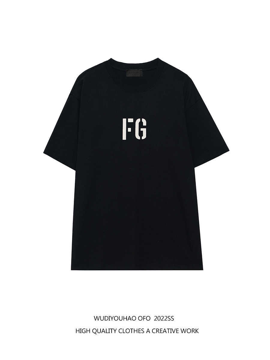 

ESS Tees T-Shirts Luxury Designer fashion clothing FEARs OF GOD fog Season 6 FG flocking printing men's couple Summer Short Sleeve T-Shirt American high street, Black