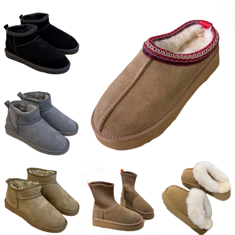 Australia boots women&#039;s winter snow boots warm outdoor ankle boots soft wool slipper boots plush letter platform shoes fashion fur designer-image-900934246