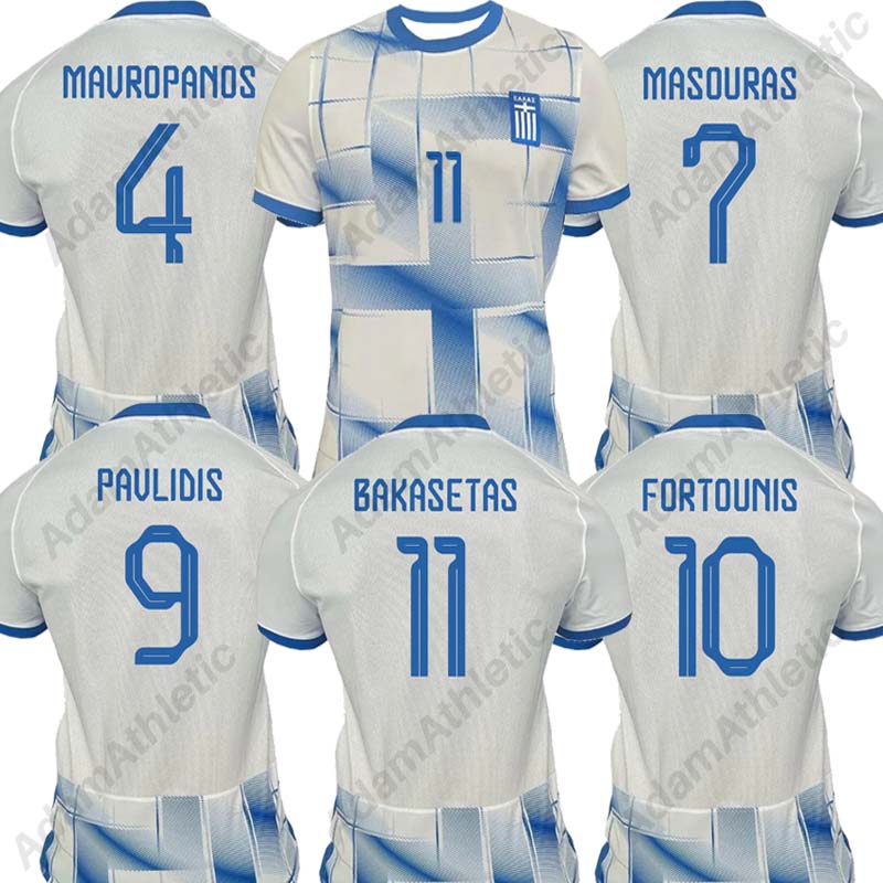 

Greece soccer jerseys 2023 BAKASETAS MASOURAS PAVLIDIS Greece football shirts national team FORTOUNIS GIAKOUMAKIS MAVROPANOS TSIMIKAS jersey 23/24, 2023 home