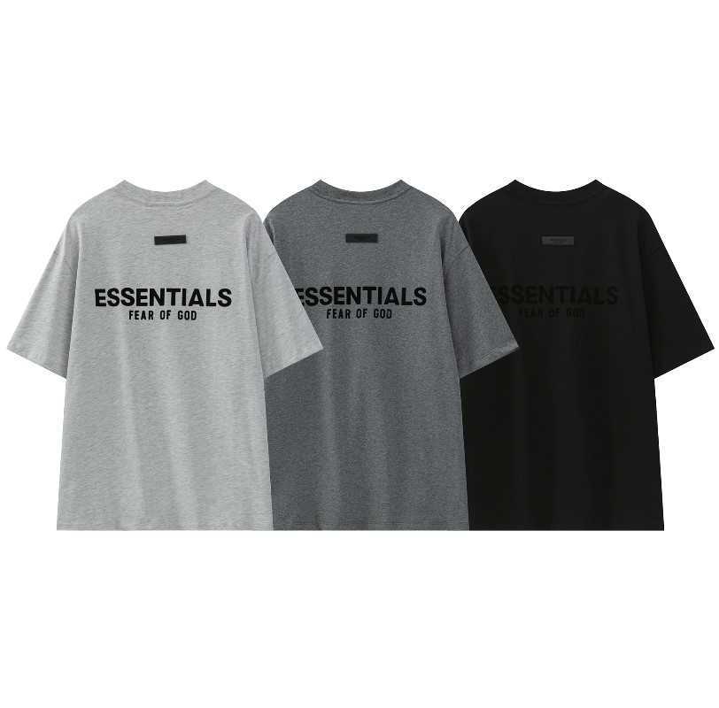 

ESS Tees T-Shirts Luxury Designer fashion clothing FEARs OF GOD FOG Short Sleeve 2023 New Flocking Letter T-shirt ESSEN Men's fg Summer Half Sleeve Round Neck T-shirt, White-gray