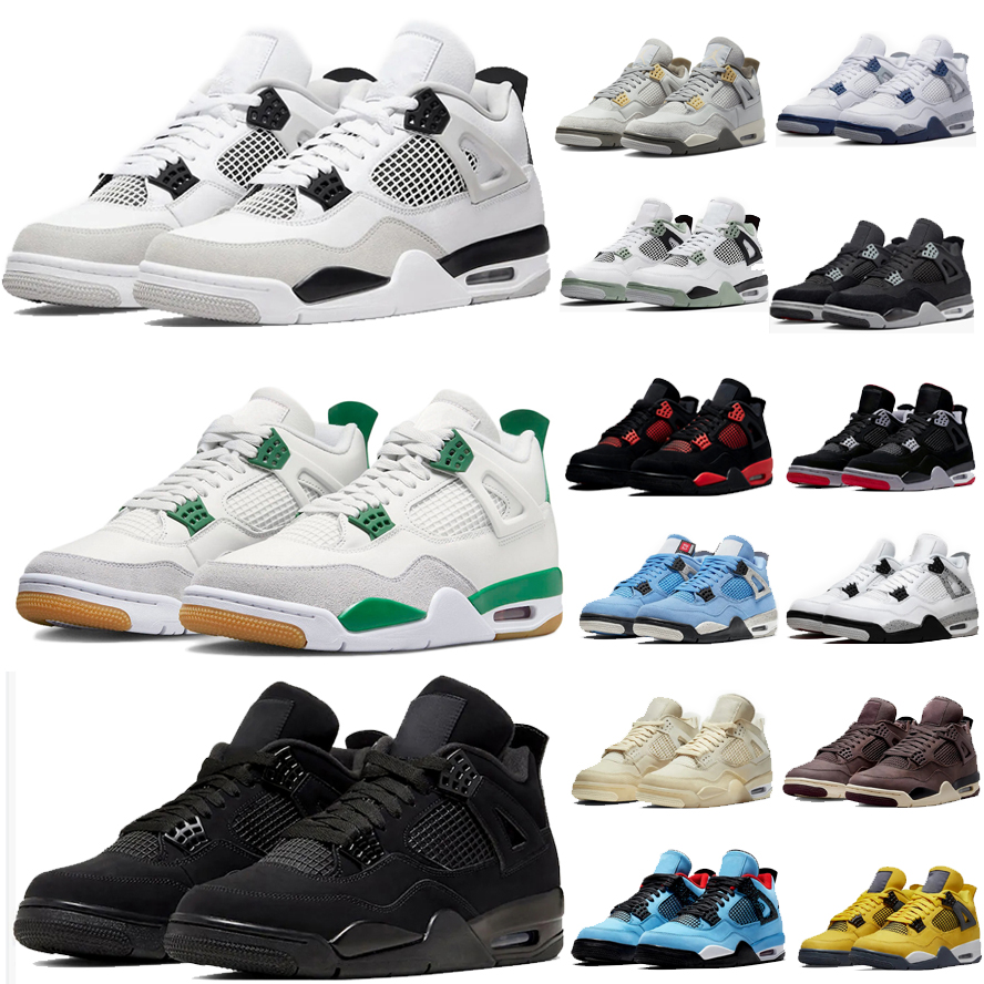 

Jumpman 4 4s Black Cat Basketball Shoes Pine Green Military Black CanvasViolet Ore University Blue Red Thunder Midnight Navy White Oreo Sneakers for Men and Women