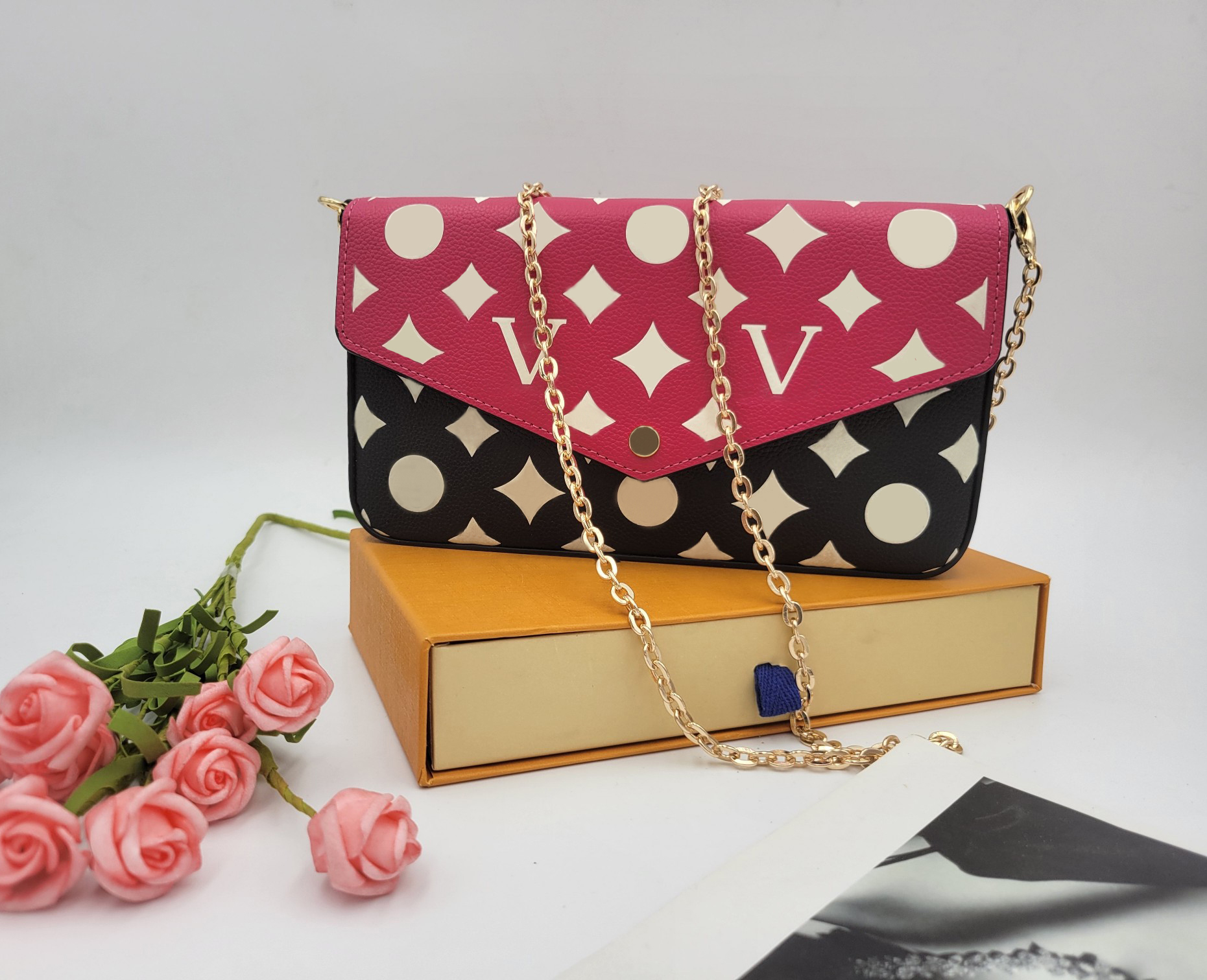 

Fashion designer women shoulder bags luxury Pochette Felicie handbags leather flower letters chains crossbody Spring ladies Empreinte purses with box Top-quality, 81359#monogrames