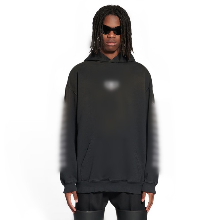 

France Paris Sleeve Print Letters Men' Hoodies Designer Luxury Fashion High Street Pullover Sweatshirt Autumn Winter Women Washed Fleece Cotton Hooded, Black