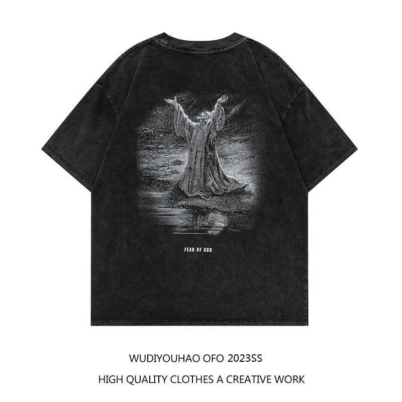 

ESS Tees T-Shirts Luxury Designer fashion clothing FEARs OF GOD FOG Short Sleeve Men's Women's American Vintage Pure Cotton Worn Loose T-shirt Half Sleeve Fashion, Black
