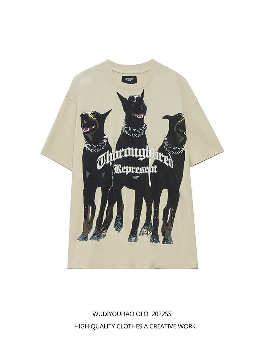 

ESS Tees T-Shirts Luxury Designer fashion clothing FEARs OF GOD Representative Doberman Print FOG American Washable Old Loose Fashion Short Sleeve T-shirt for Men, Black